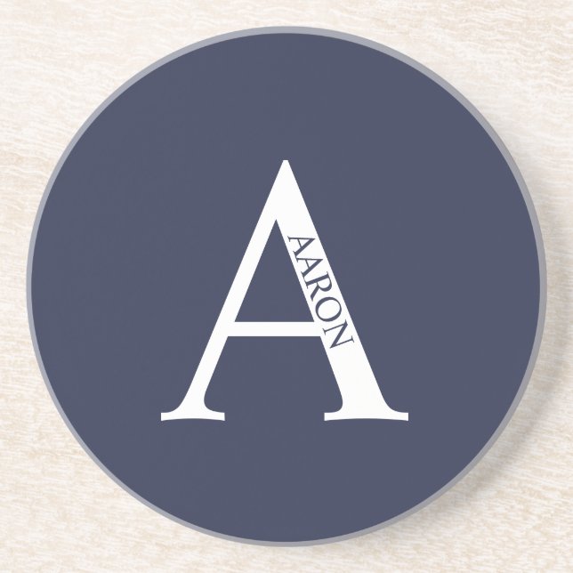 Personalized Monogram and Name Sandstone Coaster (Front)