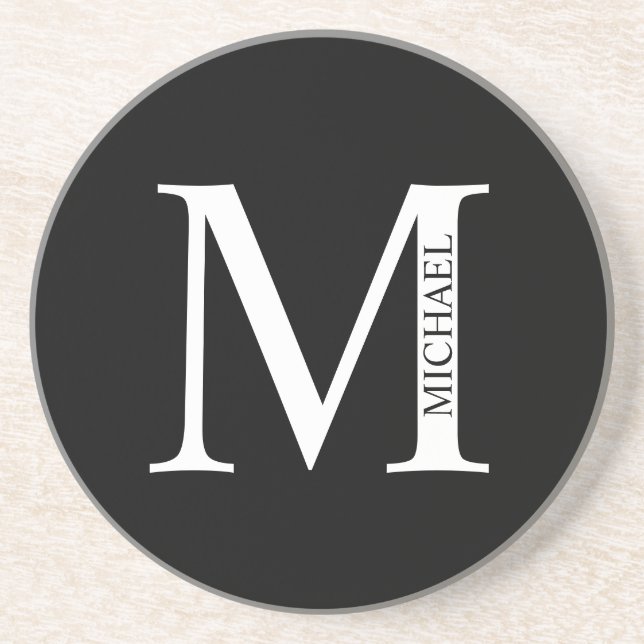 Personalized Monogram and Name Sandstone Coaster (Front)