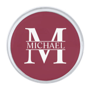 Personalized Monogram and Name Silver Finish Lapel Pin