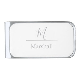 Personalized Monogram And Name Silver Finish Money Clip