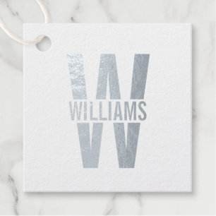 Personalized Monogram and Name Silver Foil Favor Tags