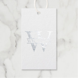Personalized Monogram and Name Silver Foil Gift Tags