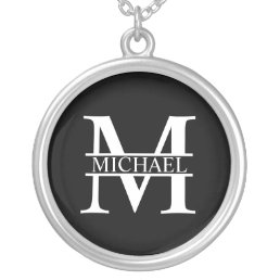 Personalized Monogram and Name Silver Plated Necklace