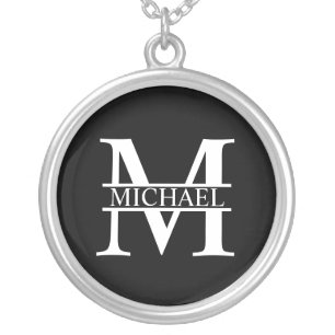 Personalized Monogram and Name Silver Plated Necklace