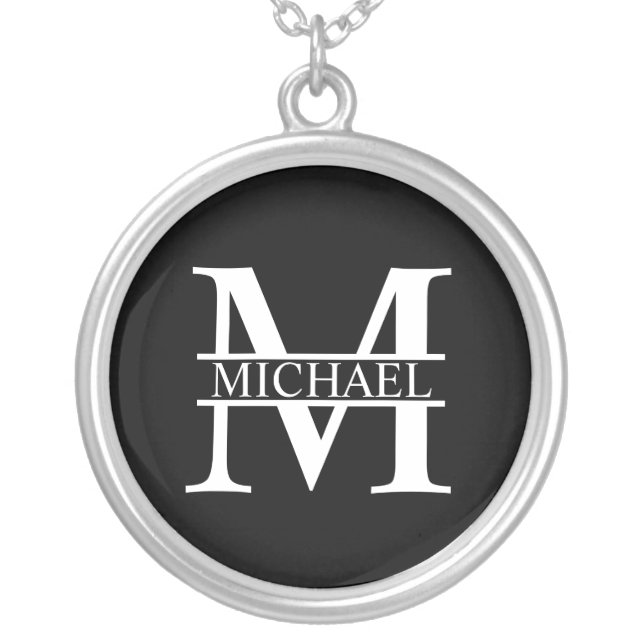 Personalized Monogram and Name Silver Plated Necklace (Front)