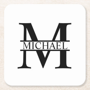 Personalized Monogram and Name Square Paper Coaster