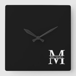 Personalized Monogram and Name Square Wall Clock
