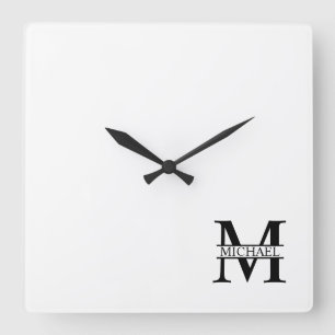 Personalized Monogram and Name Square Wall Clock