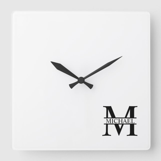 Personalized Monogram and Name Square Wall Clock (Front)