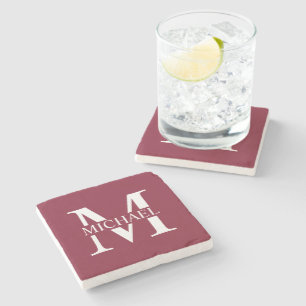Personalized Monogram and Name Stone Coaster