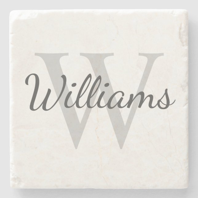Personalized Monogram and Name Stone Coaster (Front)