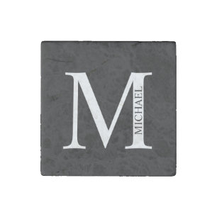 Personalized Monogram and Name Stone Magnet