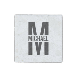 Personalized Monogram and Name Stone Magnet