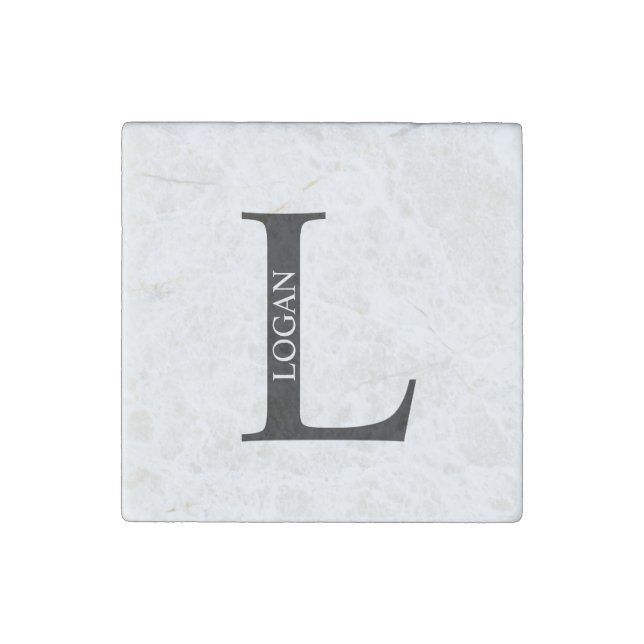 Personalized Monogram and Name Stone Magnet (Front)