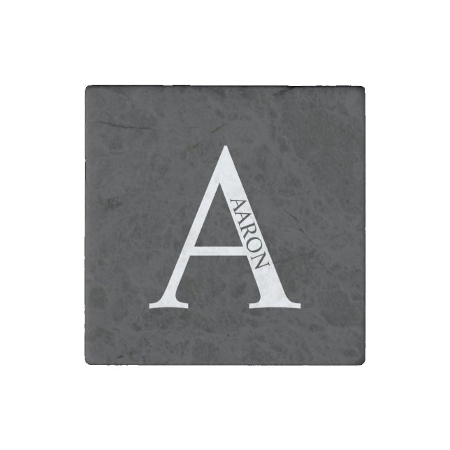 Personalized Monogram and Name Stone Magnet (Front)