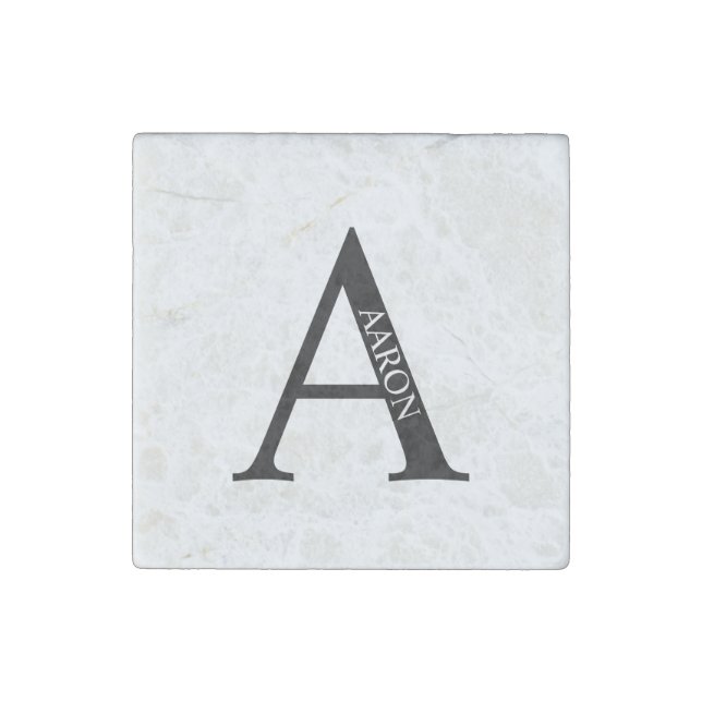 Personalized Monogram and Name Stone Magnet (Front)