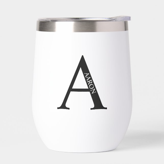 Personalized Monogram and Name Thermal Wine Tumbler (Left)