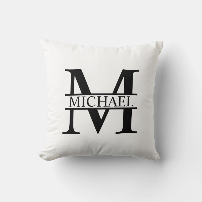 Personalized Monogram and Name Throw Pillow (Front)
