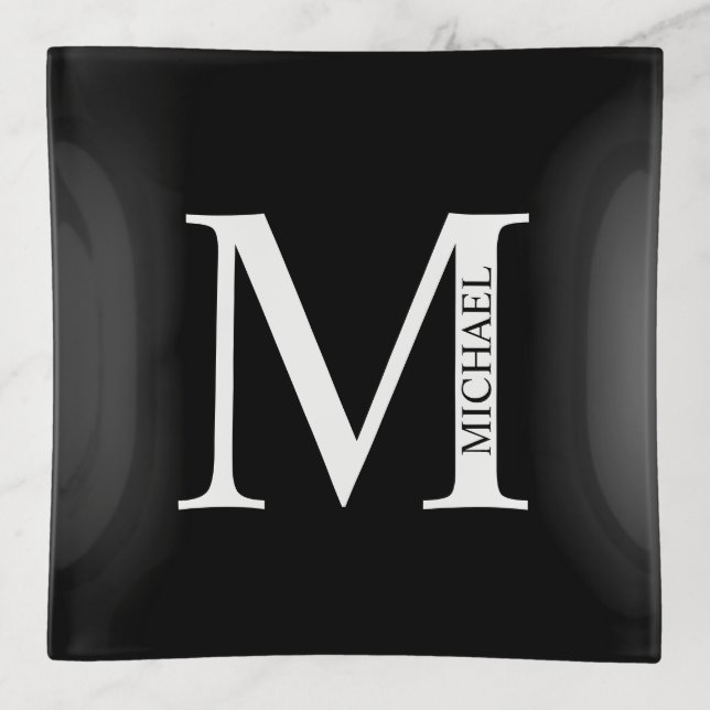 Personalized Monogram and Name Trinket Tray (Front)