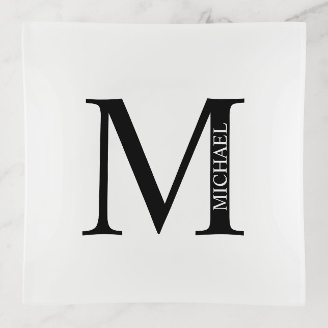 Personalized Monogram and Name Trinket Tray (Front)