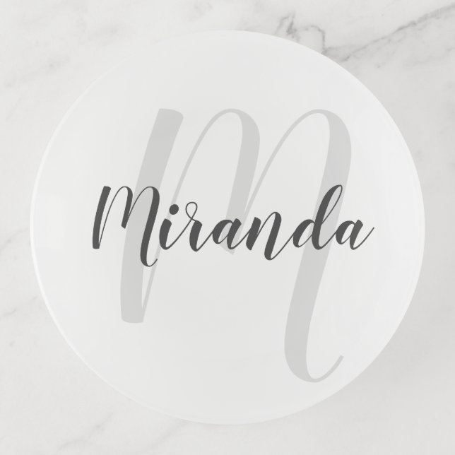 Personalized Monogram and Name Trinket Tray (Front)
