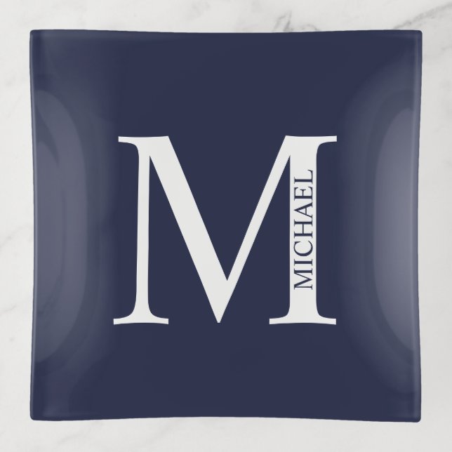 Personalized Monogram and Name Trinket Tray (Front)