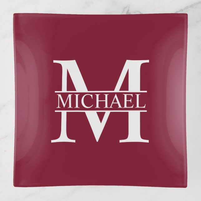Personalized Monogram and Name Trinket Tray (Front)