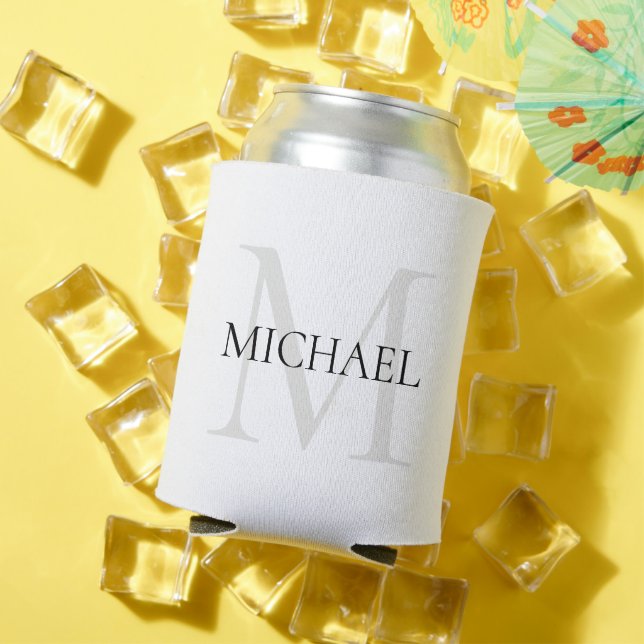 Personalized Monogram and Name White Can Cooler (In Situ Summer)