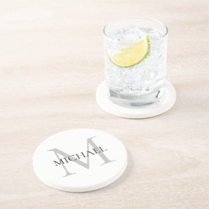 Personalized Monogram and Name White Coaster