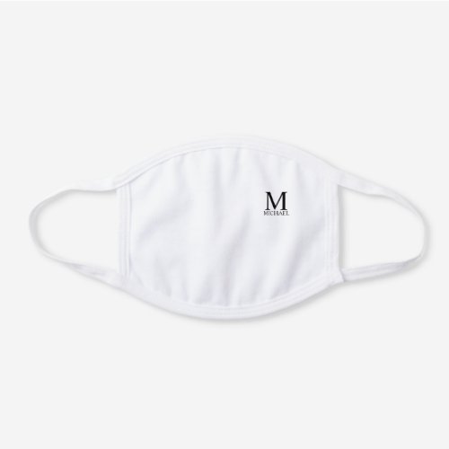 Personalized Monogram and Name White Cotton Face M White Cotton Face Mask