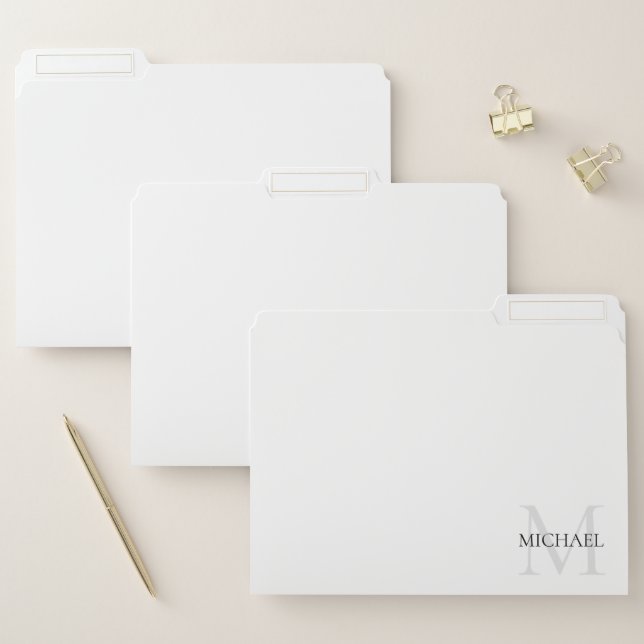 Personalized Monogram and Name White File Folder (Set)
