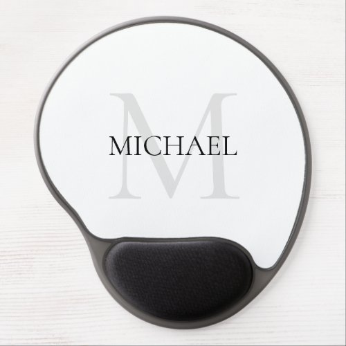 Personalized Monogram and Name White Gel Mouse Pad