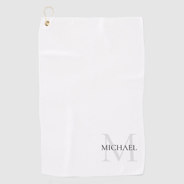 Personalized Monogram and Name White Golf Towel (Front)