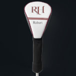 Personalized Monogram and Name White Grey Red Golf Head Cover<br><div class="desc">This sophisticated design feature unique two-color lettering for the Monogram. That is a part of what makes this almost one-of-a kind -- for yourself or as a special gift. White with red and grey lettering with a custom monogram and First name -- makes this special and unique. Perfect as father's...</div>