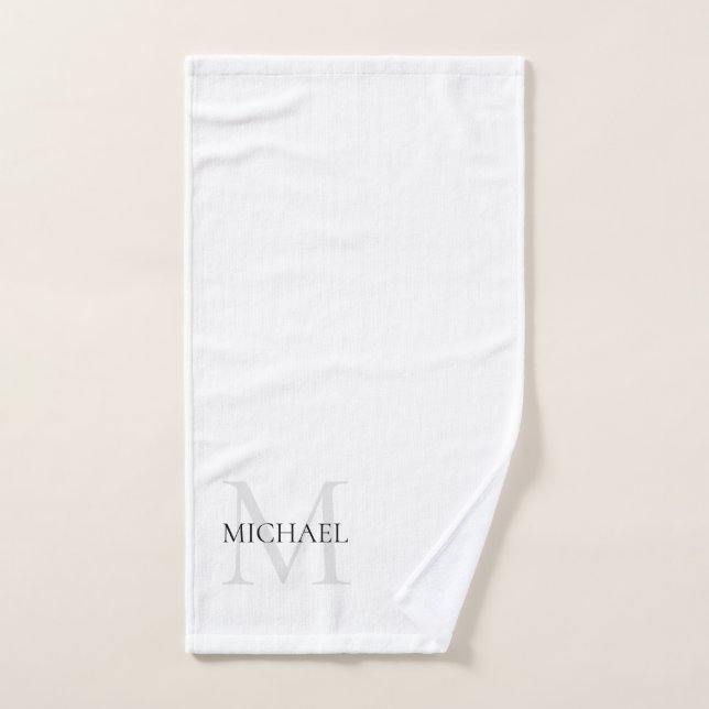 Personalized Monogram and Name White Hand Towel (Hand Towel)