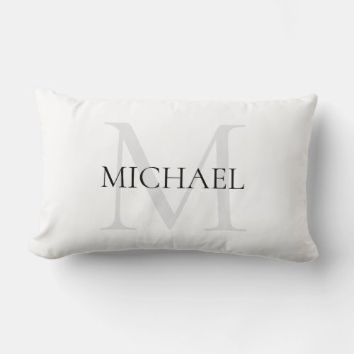 Personalized Monogram and Name White Lumbar Pillow