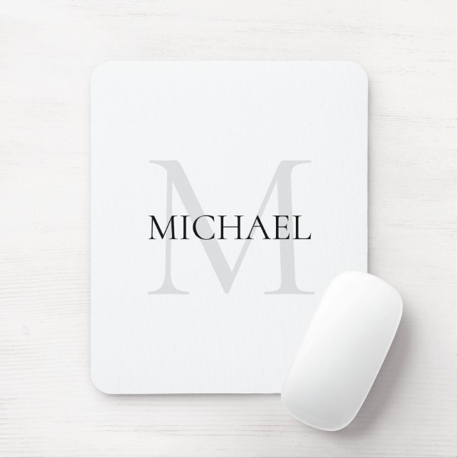 Personalized Monogram and Name White Mouse Pad (With Mouse)