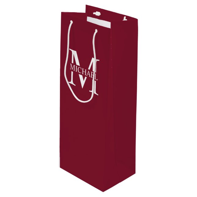 Personalized Monogram and Name Wine Gift Bag (Front Angled)