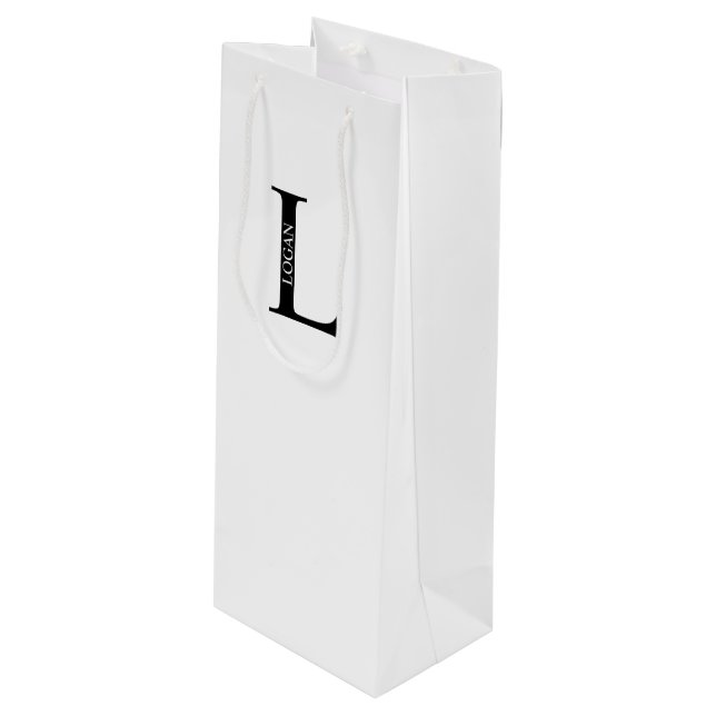 Personalized Monogram and Name Wine Gift Bag (Front Angled)
