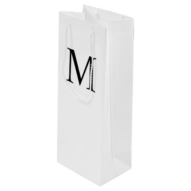 Personalized Monogram and Name Wine Gift Bag (Front Angled)