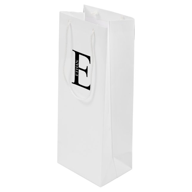 Personalized Monogram and Name Wine Gift Bag (Front Angled)