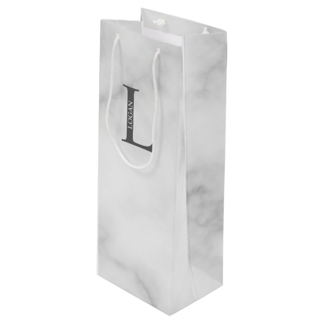 Personalized Monogram and Name Wine Gift Bag (Front Angled)