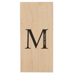 Personalized Monogram and Name Wood Flash Drive