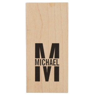 Personalized Monogram and Name Wood USB Flash Driv Drive