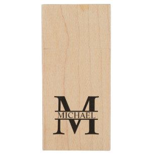 Personalized Monogram and Name Wood USB Flash Drive
