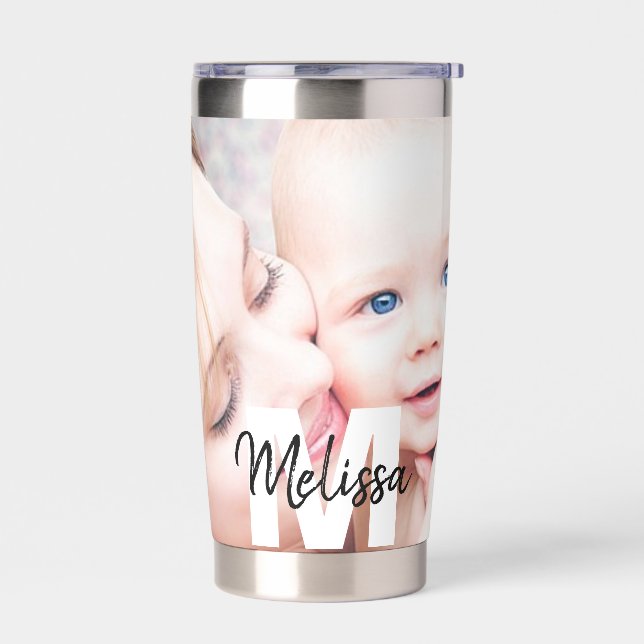 Personalized Monogram and photo Insulated Tumbler (Left)