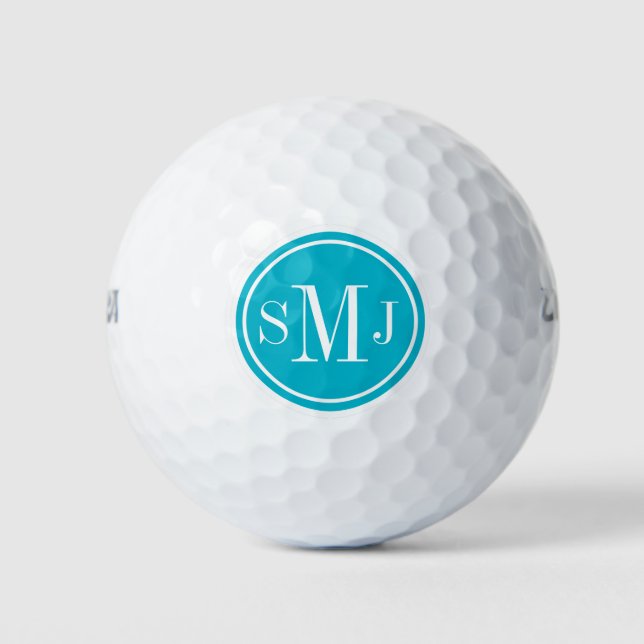 Personalized Monogram and Scuba Blue Frame Golf Balls (Front)