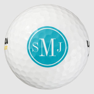 Personalized Monogram and Scuba Blue Frame Golf Balls
