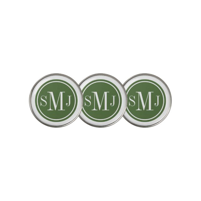 Personalized Monogram and Treetop Frame  Golf Ball Marker (3 Up)