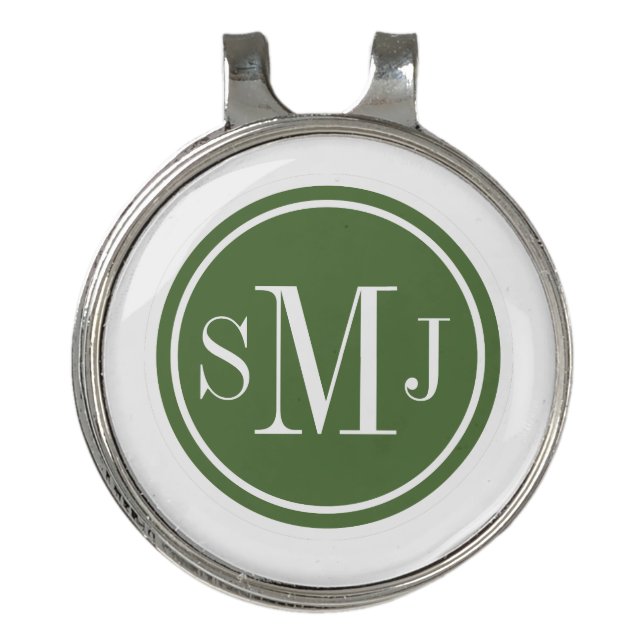 Personalized Monogram and Treetop Frame Golf Hat Clip (Front)